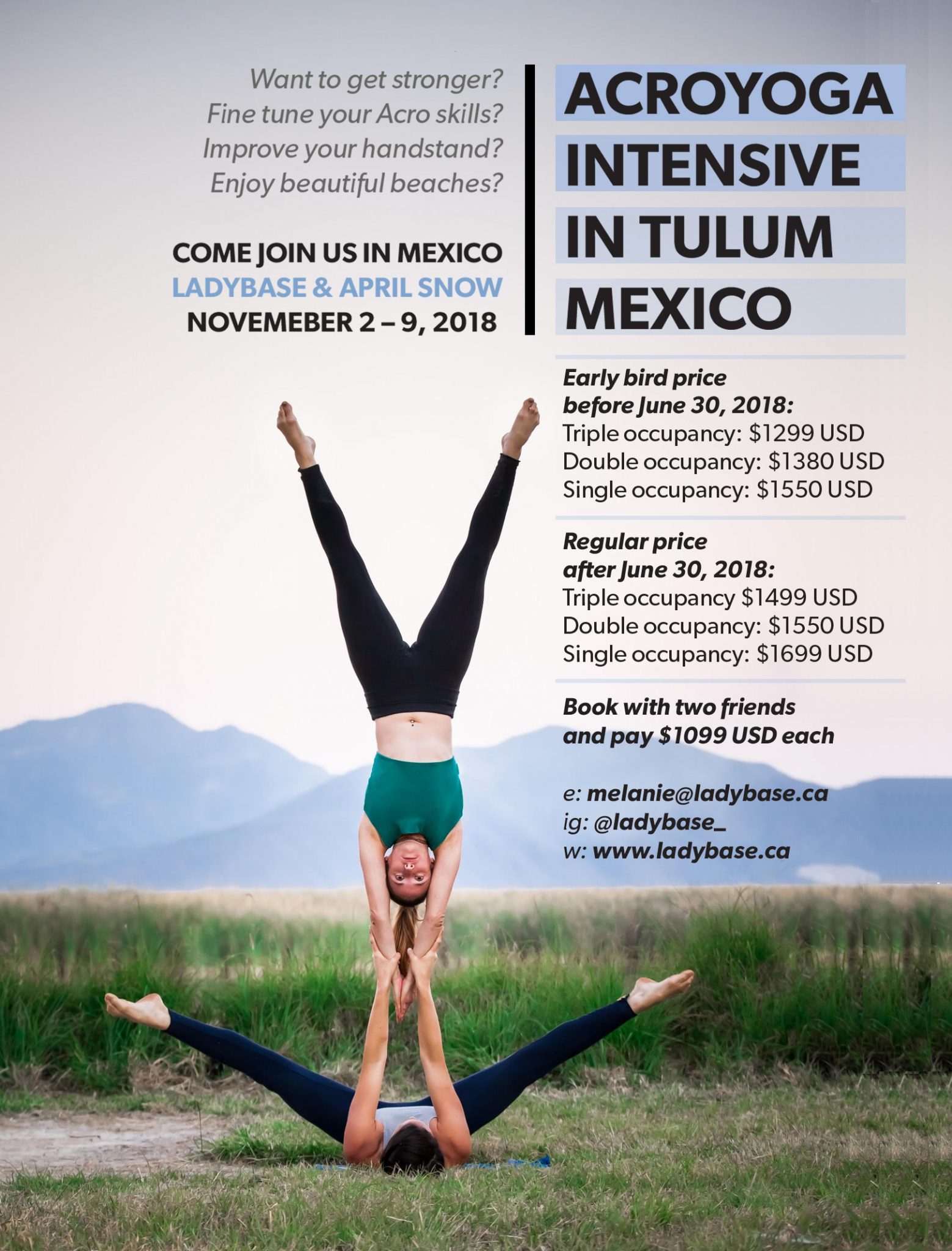 Acroyoga Intensive in Tulum with Ladybase and April Snow